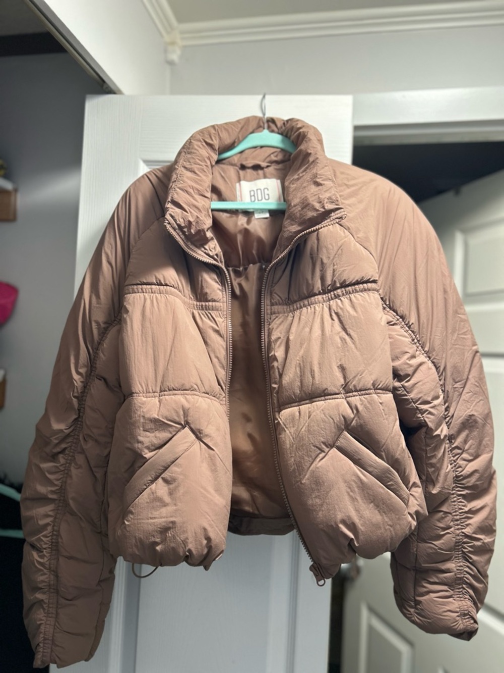 BDG Cropped Mauve-Taupe Puffer Jacket